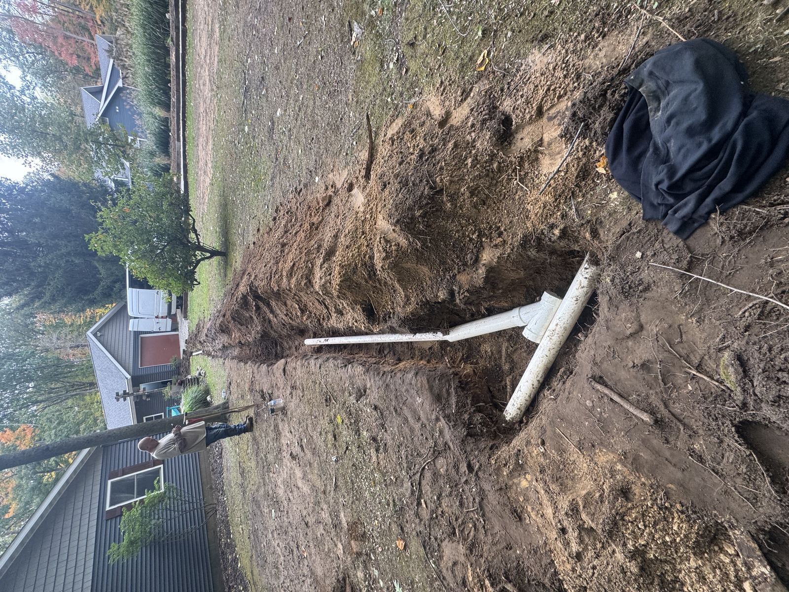 Yard excavation and sewer line work