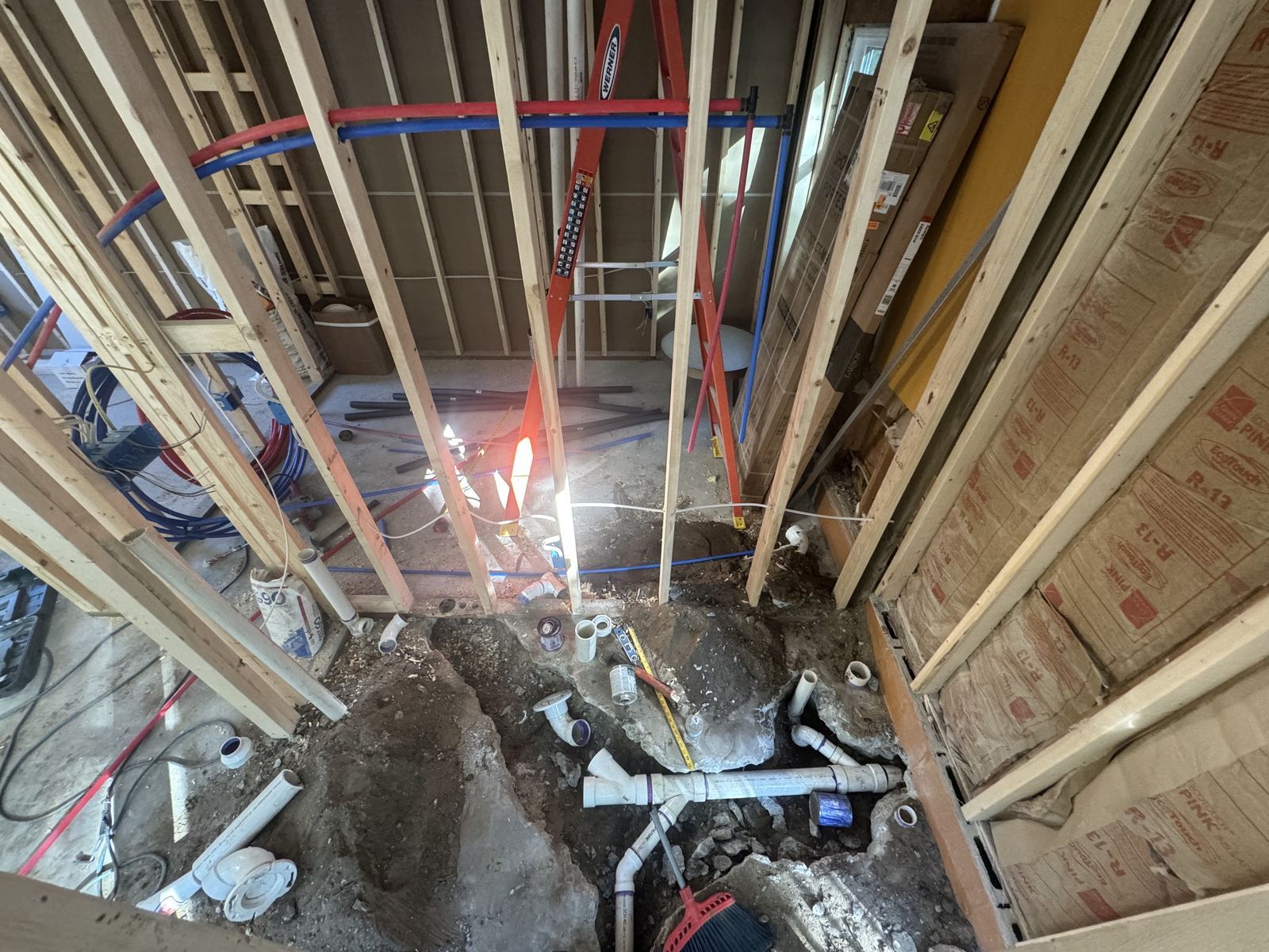 Home renovation framing and plumbing
